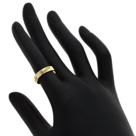 GUCCI Icon Print #9 Ring 18K Yellow Gold Size 4.75 - Picture 6 of 7